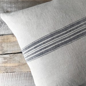 Rustic linen pillow case/Linen throw pillow cover/striped decorative pillow case/hidden zipper/grain sack pillow case/free shipping image 2