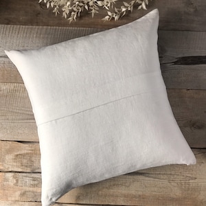 Set of 2,4 and 6 Stonewashed linen throw pillow cases in off white pleated in the middle/Linen cushion covers with hidden zipper/pillow sham image 6