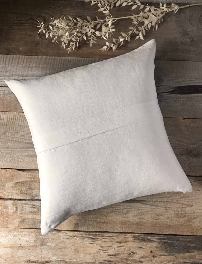 Set of 2,4 and 6 Stonewashed linen throw pillow cases in off white pleated in the middle/Linen cushion covers with hidden zipper/pillow sham image 6