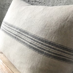 Rustic linen pillow case/Linen throw pillow cover/striped decorative pillow case/hidden zipper/grain sack pillow case/free shipping image 4