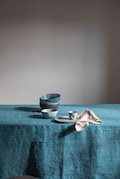 Stonewashed linen tablecloth in dusty turquoise/marine blue softened linen tablecloth/EXPRESS SHIPPING product logo