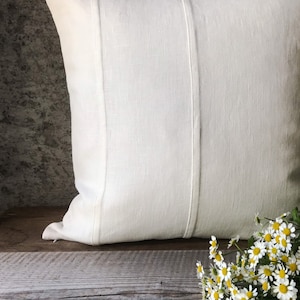 Set of 2,4 and 6 Stonewashed linen pillow cases in off white with double decorative seam/Decorative linen cushion covers/free shipping image 3