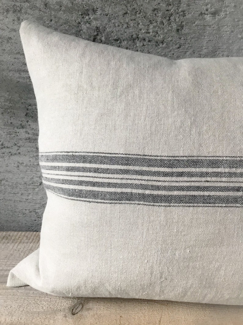 Rustic Linen Pillow Case/linen Throw Pillow Cover/striped Etsy