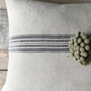Rustic linen pillow case/Linen throw pillow cover/striped decorative pillow case/hidden zipper/grain sack pillow case/free shipping image 3