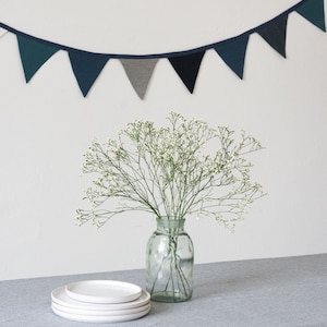 Striped washed Linen Tablecloth in blue/natural stripes/striped softened linen tablecloth with simple seam/Dinner Tablecloth/Free shipping image 5