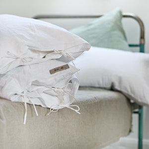 Off White linen duvet cover with ties/Stonewashed linen bedding/washed linen duvet custom in cream white image 5