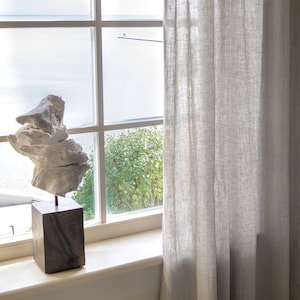 Set of 2 stonewashed linen curtain panels in light taupe/semi-sheer rod pocket curtain panels with multifunctional heading tape/free shippin
