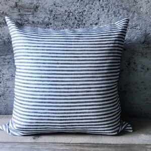 Set of 2, 4, 6 Stonewashed linen pillow cases in white black stripes/Softened linen throw pillows/decorative pillow cases/free shipping