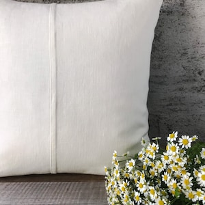 Set of 2,4 and 6 Stonewashed linen pillow cases in off white with double decorative seam/Decorative linen cushion covers/free shipping image 2