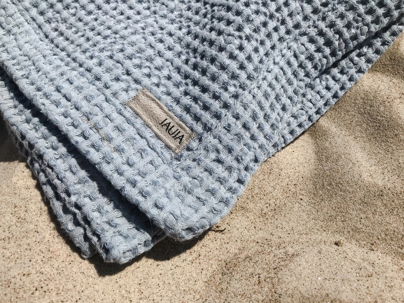 Linen waffle beach towel/Absorbent and lightweight beach throw blanket in various colors/fine mitered corners/free shipping image 3