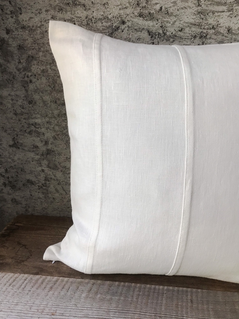 Set of 2,4 and 6 Stonewashed linen pillow cases in off white with double decorative seam/Decorative linen cushion covers/free shipping image 6