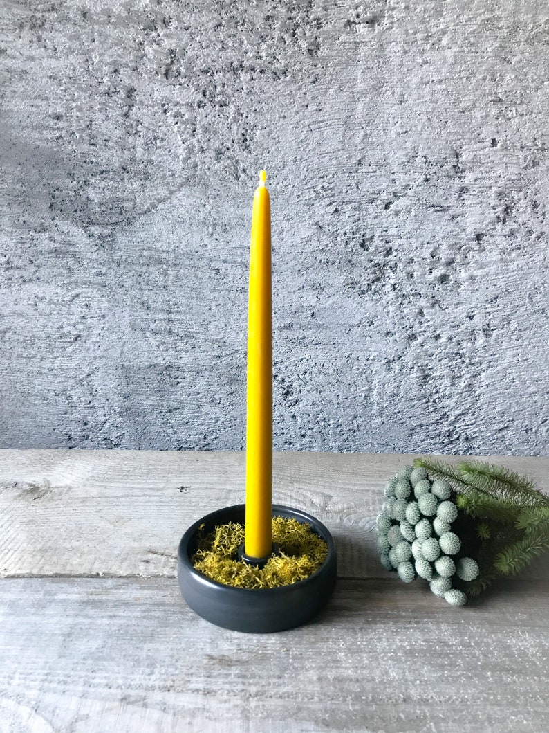 Handmade Black Ceramic Candle Holder/classic Taper Candle Etsy