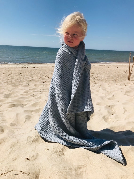 Linen Waffle Beach Towel absorbent and Lightweight Beach Throw