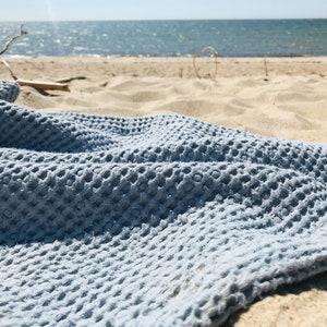 Linen waffle beach towel/Absorbent and lightweight beach throw blanket in various colors/fine mitered corners/free shipping image 4