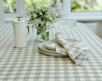 Ggaimwf Checkered Linen Tablecloth - Vintage Patchwork Rectangle Table Cover For Farmhouse Dining, 54x78 Inches - View #11