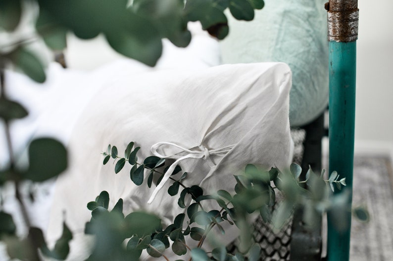 Off White linen duvet cover with ties/Stonewashed linen bedding/washed linen duvet custom in cream white image 2