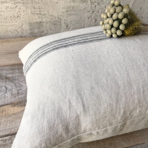 Rustic linen pillow case/Linen throw pillow cover/striped decorative pillow case/hidden zipper/grain sack pillow case/free shipping image 5