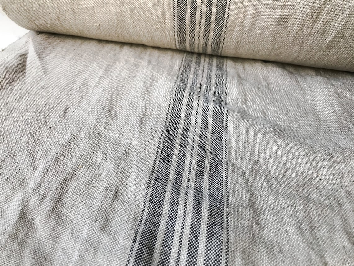 Striped Linen Fabric by the Yard and Meter/stonewashed Linen Etsy