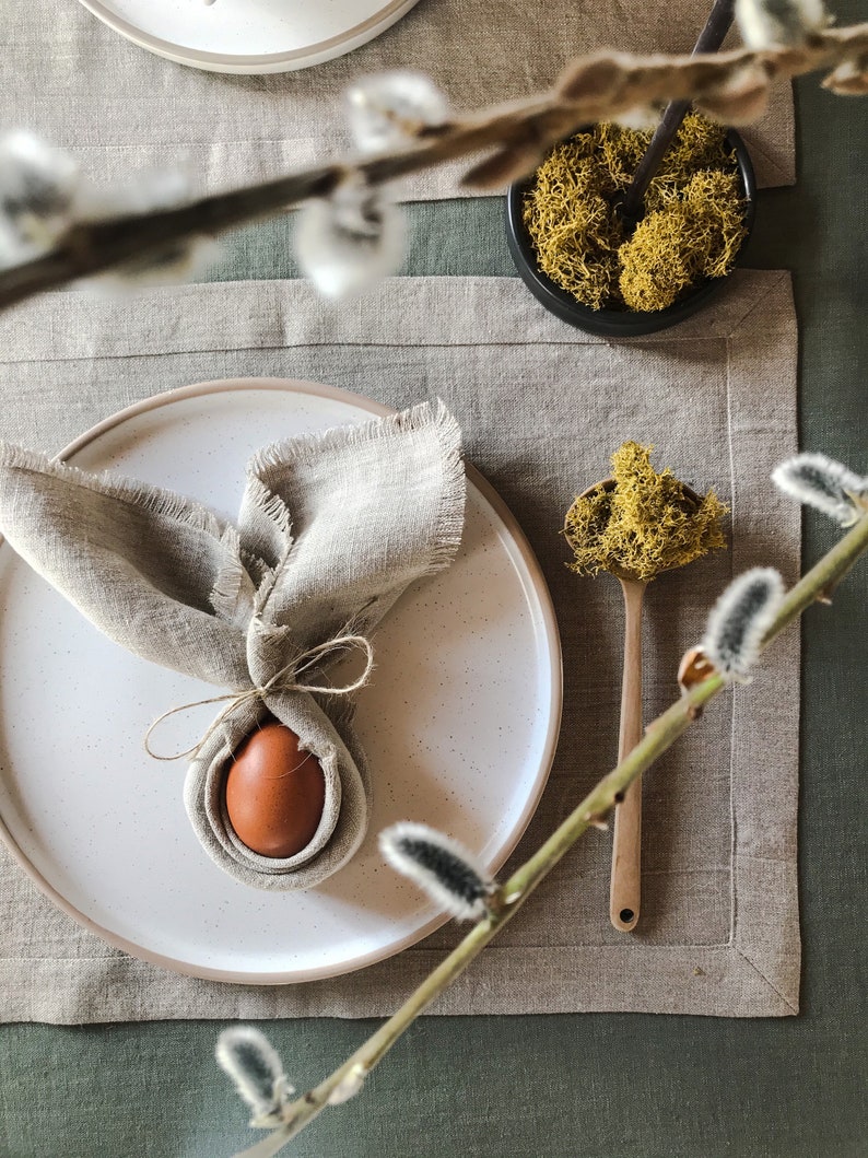 Stonewashed linen tablecloth in forest green/dark green softened linen tablecloth/Dinner Tablecloth in dusty green/free shipping image 2