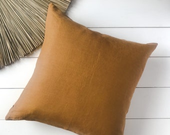 Set of 2, 4, 6 Softened linen pillow cases in cinnamon brown/Linen throw pillows in cinnamon/decorative cases/free shipping