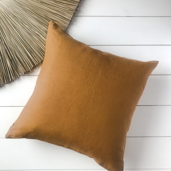 Orange Linen Pillow Etsy