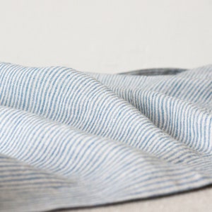 Striped washed Linen Tablecloth in blue/natural stripes/striped softened linen tablecloth with simple seam/Dinner Tablecloth/Free shipping image 6