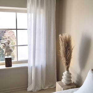 Set of 2 stonewashed linen curtain panels in milk white/semi-sheer rod pocket curtain panels with multifunctional heading tape/free shipping