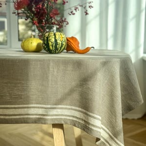 Rustikale Natur Leinen Tischdecke in blau,schwarz, grün und rot Streifen/Getreidesack Leinen Tischdecke/Bauernhof Tischdecke/EXPRESS VERSAND Bild 11