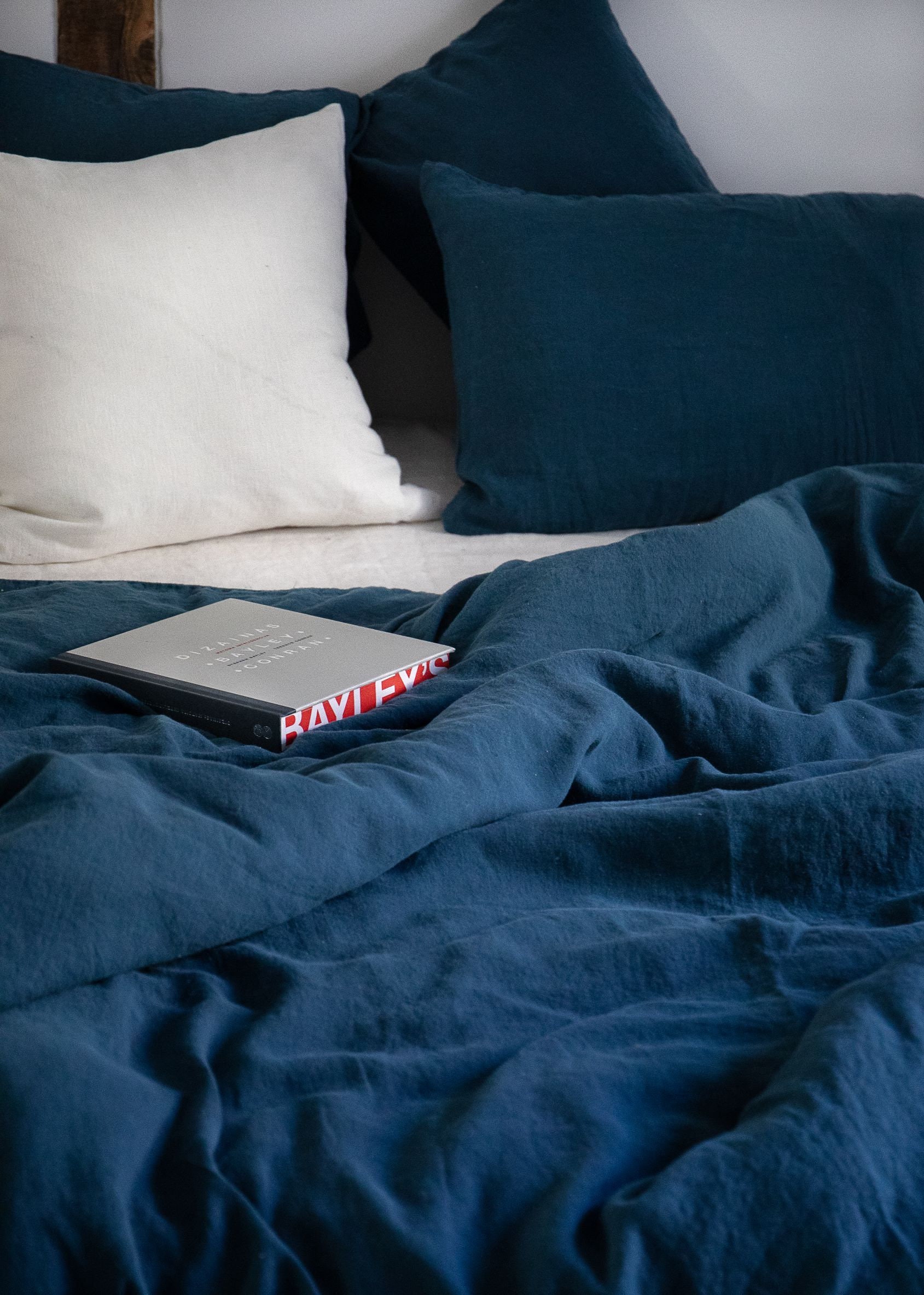 Dark Blue Linen Duvet Cover/stonewashed Linen Bedding/linen Etsy