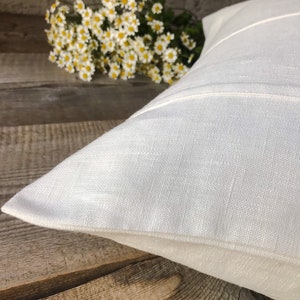 Set of 2,4 and 6 Stonewashed linen pillow cases in off white with double decorative seam/Decorative linen cushion covers/free shipping image 4