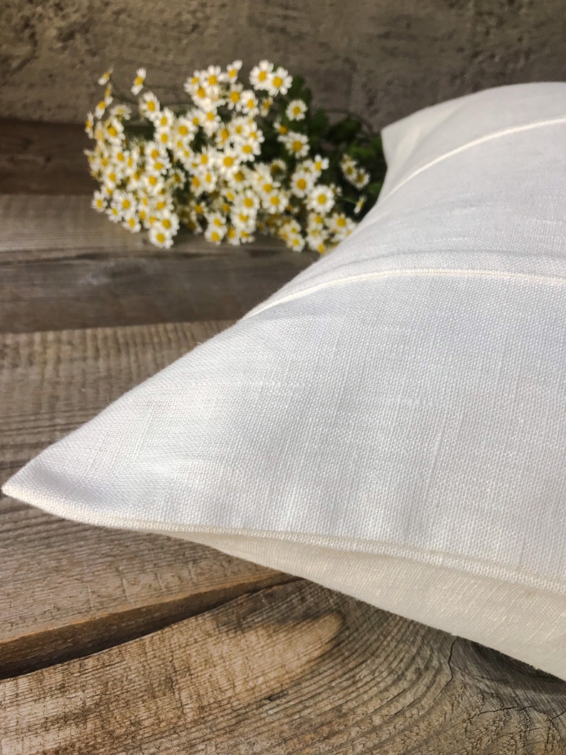 Set of 2,4 and 6 Stonewashed linen pillow cases in off white with double decorative seam/Decorative linen cushion covers/free shipping image 4