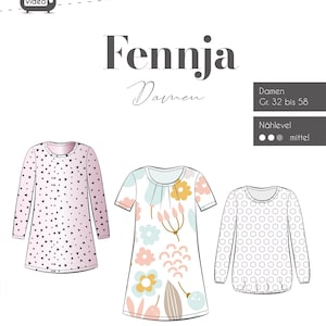 Patron de couture en papier tunique chemisier Fennja dames de Fadenkäfer Taille : 32 à 58 Instructions de couture chemisier pour femme