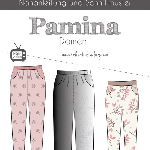 Papierschnittmuster Hose Pamina Damen Nähanleitung Damenhose Fadenkäfer