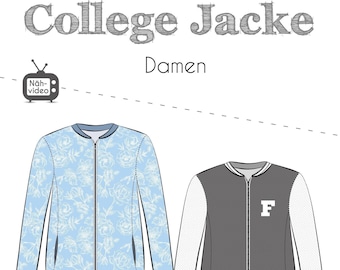 Papierschnittmuster College Jacke Damen Nähanleitung Papieranleitung Fadenkäfer