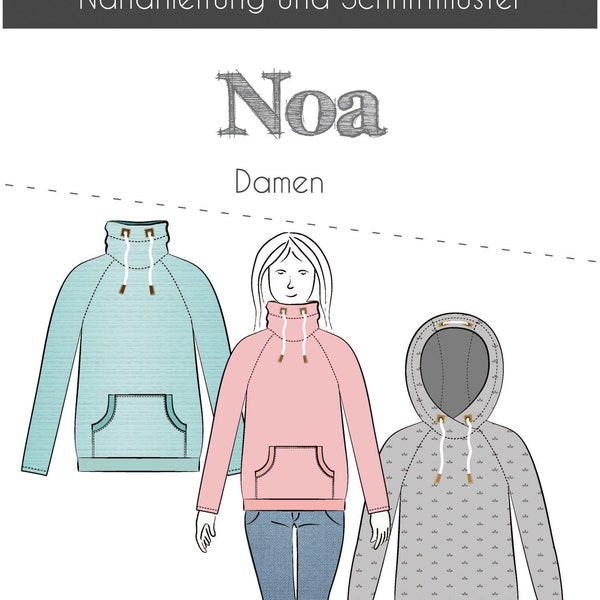 Papierschnittmuster Noa Hoodie Damen - Schnittmuster für Anfänger:innen und Fortgeschrittene von Fadenkäfer