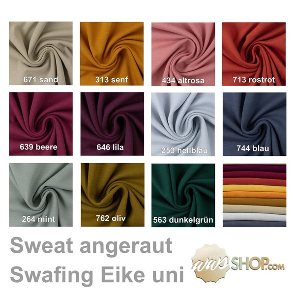 Sweat uni angeraut Eike SWAFING Baumwollsweat 50 cm blau grün rot lila uvm.