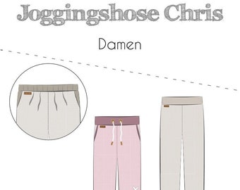 Papierschnittmuster Jogginghose Damen "Chris" Größe 32-58" von Fadenkäfer inkl. Download