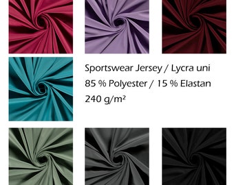 Lycra Sportbekleidungsstoff Jersey uni 0,5 Meter viele Farben