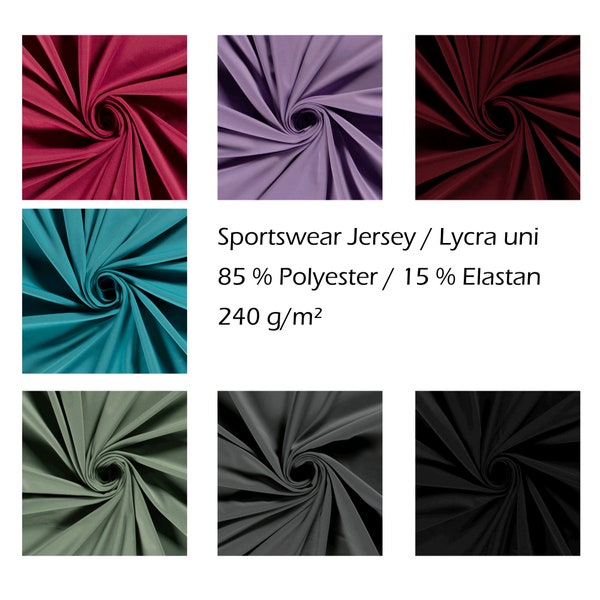 Lycra Sportbekleidungsstoff Jersey uni 0,5 Meter viele Farben