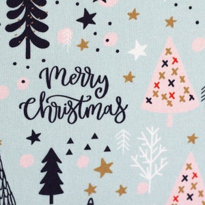 Cotton fabric Christmas mint 100% cotton "Merry Christmas" **Remnant 43 cm**