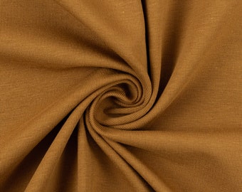 Jersey uni dark ochre cotton jersey 0.5 meters bale goods by the meter