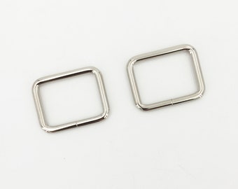 Square rings 30 mm silver 2 pieces