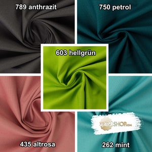 Canvas plain / single-colored 100% cotton sold by the meter Ökotex 0.5 m 230g/meter