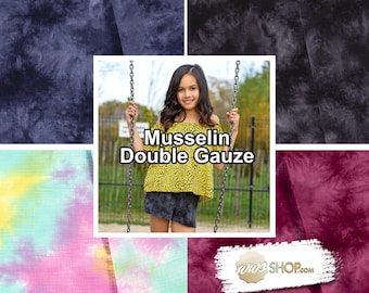 Musselin Baumwolle Double Gauze Batik Look / bordeaux rot / schwarz / blau / Farbe wählbar - 0,5m Meterware Stoff