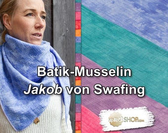 Musselin Batik Double Gauze Batik Look - orange koralle pink violett türkis blau - 6 Farben wählbar - 0,5m Meterware Stoff