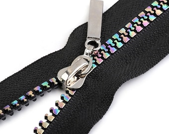 Afneembare ritssluiting 60 cm / 70 cm breed 5 mm regenboogpatroon voor jassen Jasrits