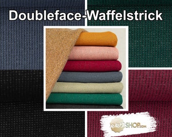 Waffle knit Doubleface with Mouliné back red green black blue 0.5 meter season autumn 2022