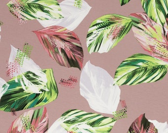 Viaskosejersey "Selina" Spring Summer old pink from the collection Swafing motif flowers / leaves 0.5 m