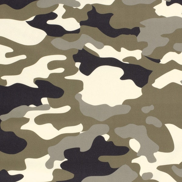Sportbekleidungsstoff Lycra Jersey Camouflage Tarnfleck Khaki-grün 0,5 Meter