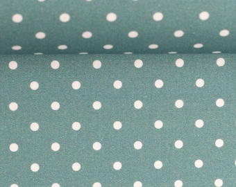 Dotted cotton fabric white dots emerald green / turquoise Timo 0.5 meters Fifties 50s patchwork / cotton / fabric